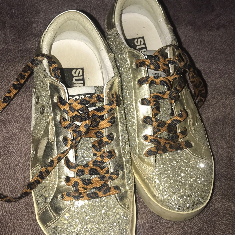Golden Goose leopard glitter sneakers size 6.5
